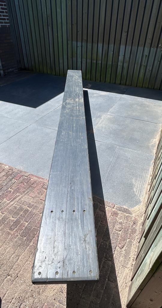 Robuuste houten (school) bank 3.60 m, Ophalen, Gebruikt, Hout
