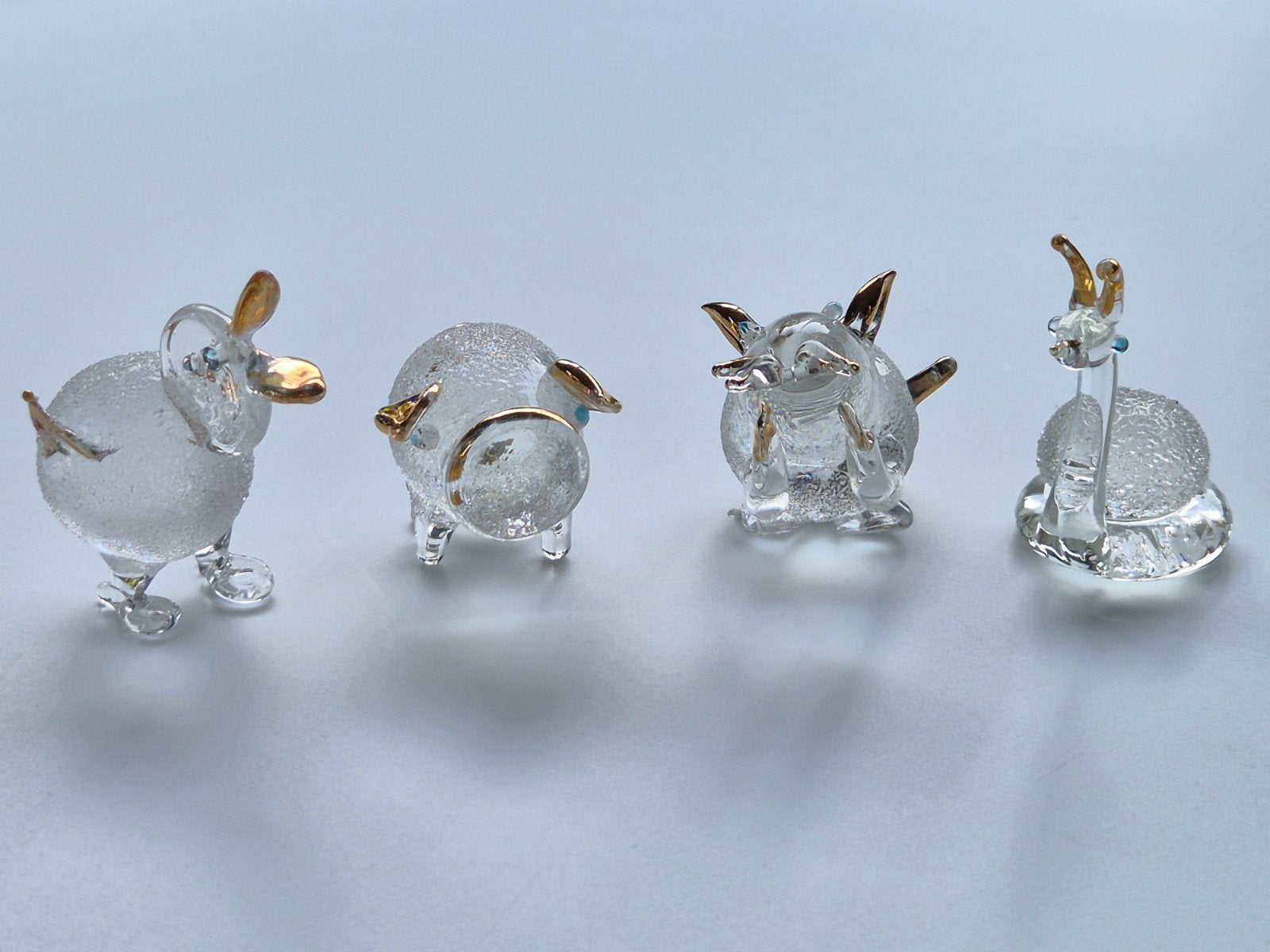 ​Set van 4 vintage glazen miniatuur figuurtjes, Ophalen of Verzenden, Zo goed als nieuw