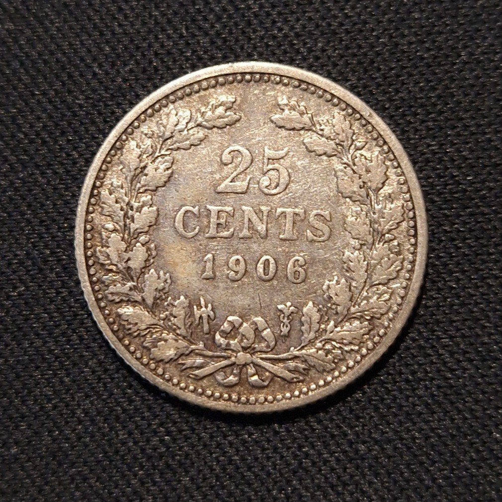 25 cent 1906, Verzenden, Zilver, 25 cent, Koningin Wilhelmina