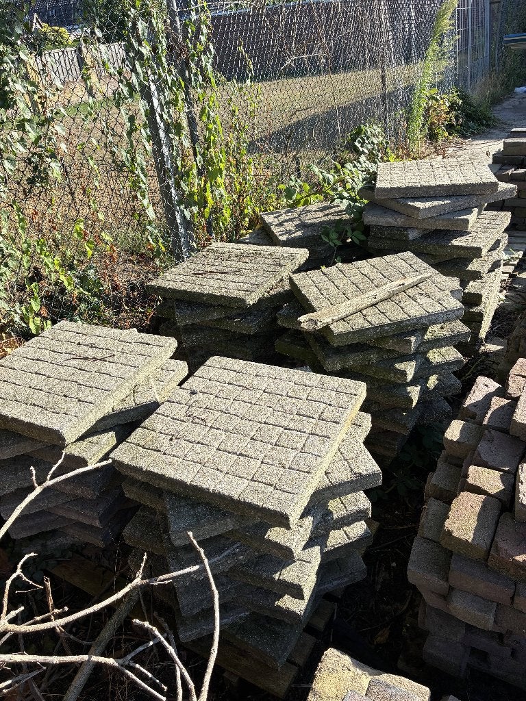 Grindtegels 50x50, Tuin en Terras, Tegels en Klinkers, Ophalen, Gebruikt, 10 m² of meer, Beton