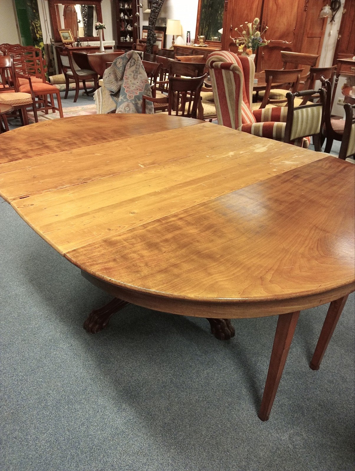 Antieke coulissen tafel van massief mahonie, Ophalen of Verzenden