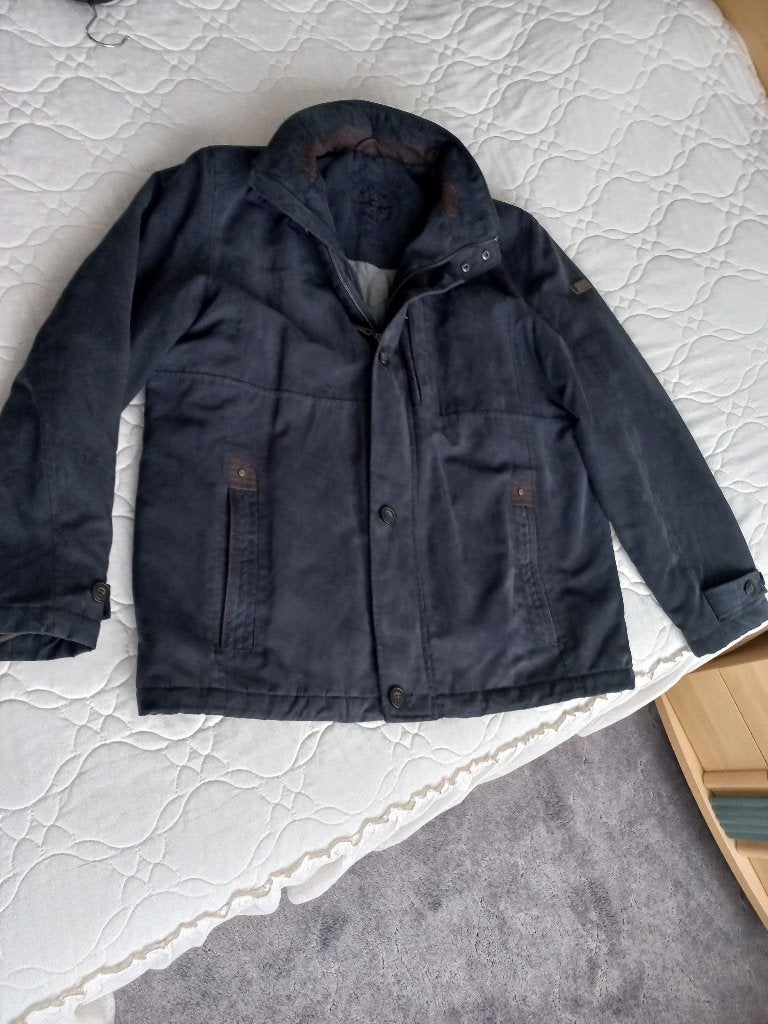 Heren winterjas 54/56 suedelook donkerblauw In Between, Ophalen of Verzenden, Zo goed als nieuw, Maat 56/58 (XL), Blauw
