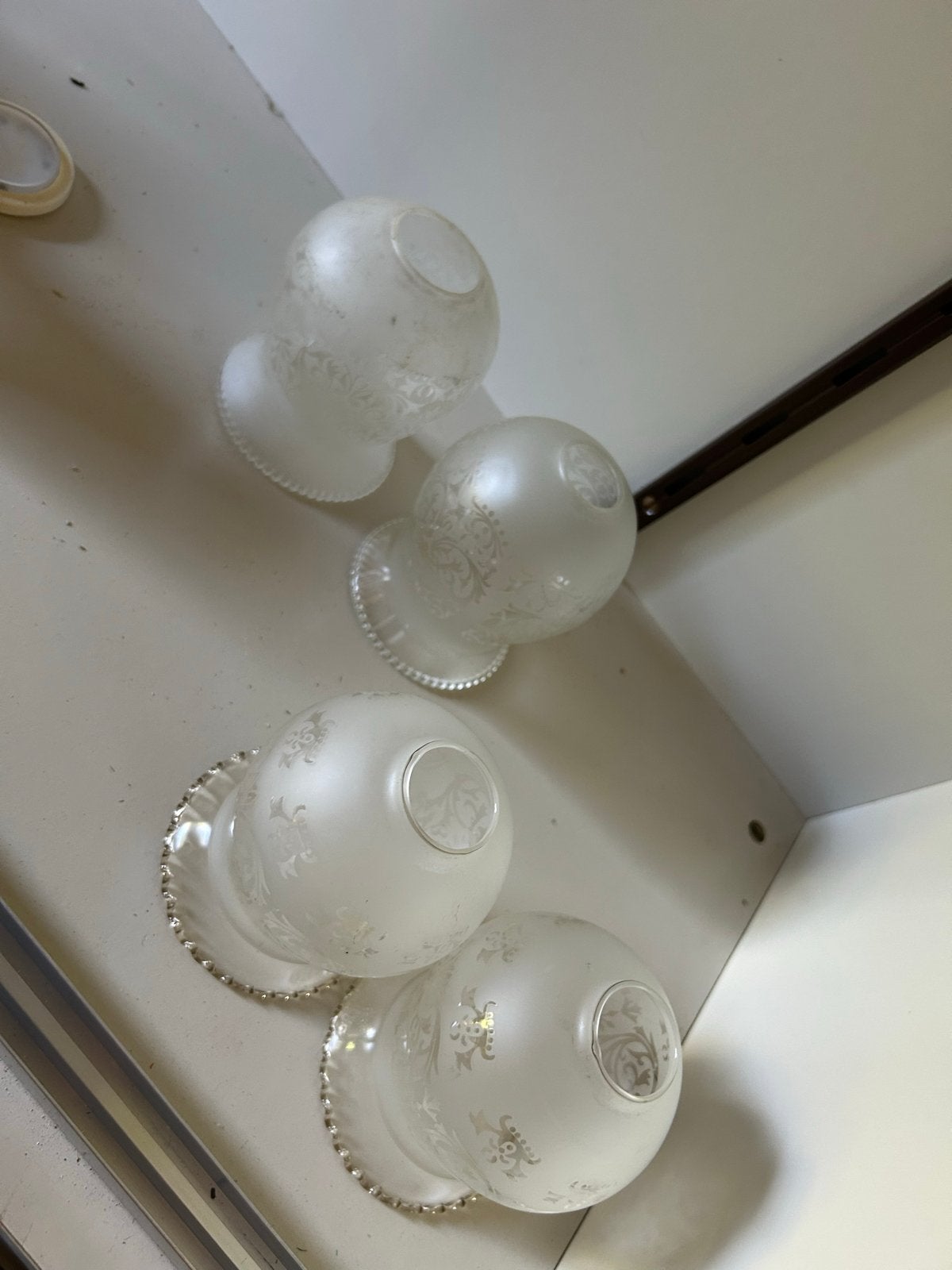 Diverse lampenkappen - Glas, textiel en metaal, Gebruikt, Overige typen, Wit, Rond
