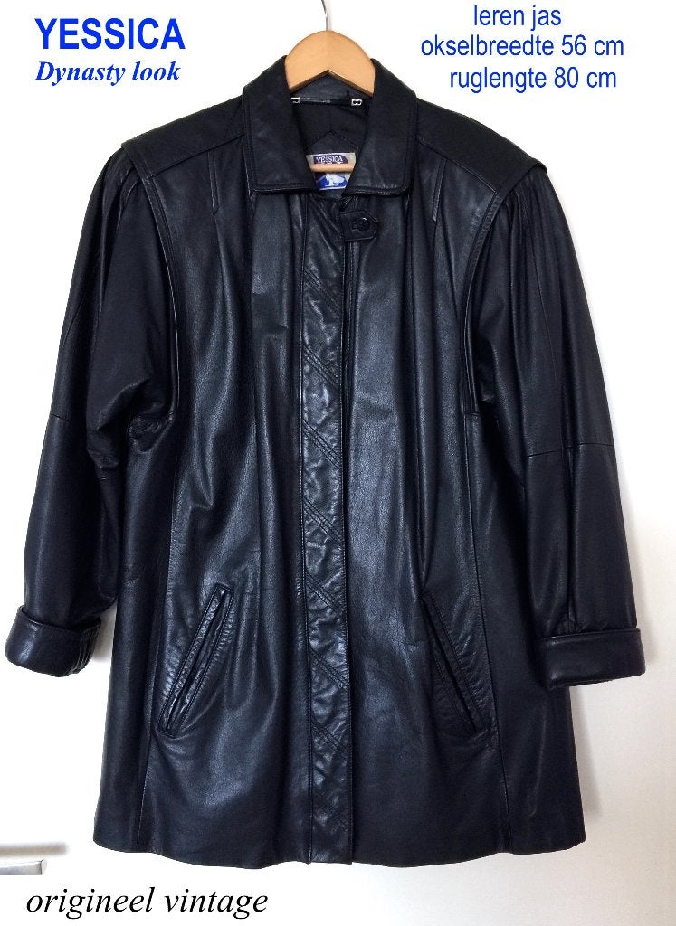 mt 42-44 Yessica Jas Leer ruime mouwen Vintage, Kleding | Dames, Ophalen, Maat 42/44 (L), Gedragen, Yessica