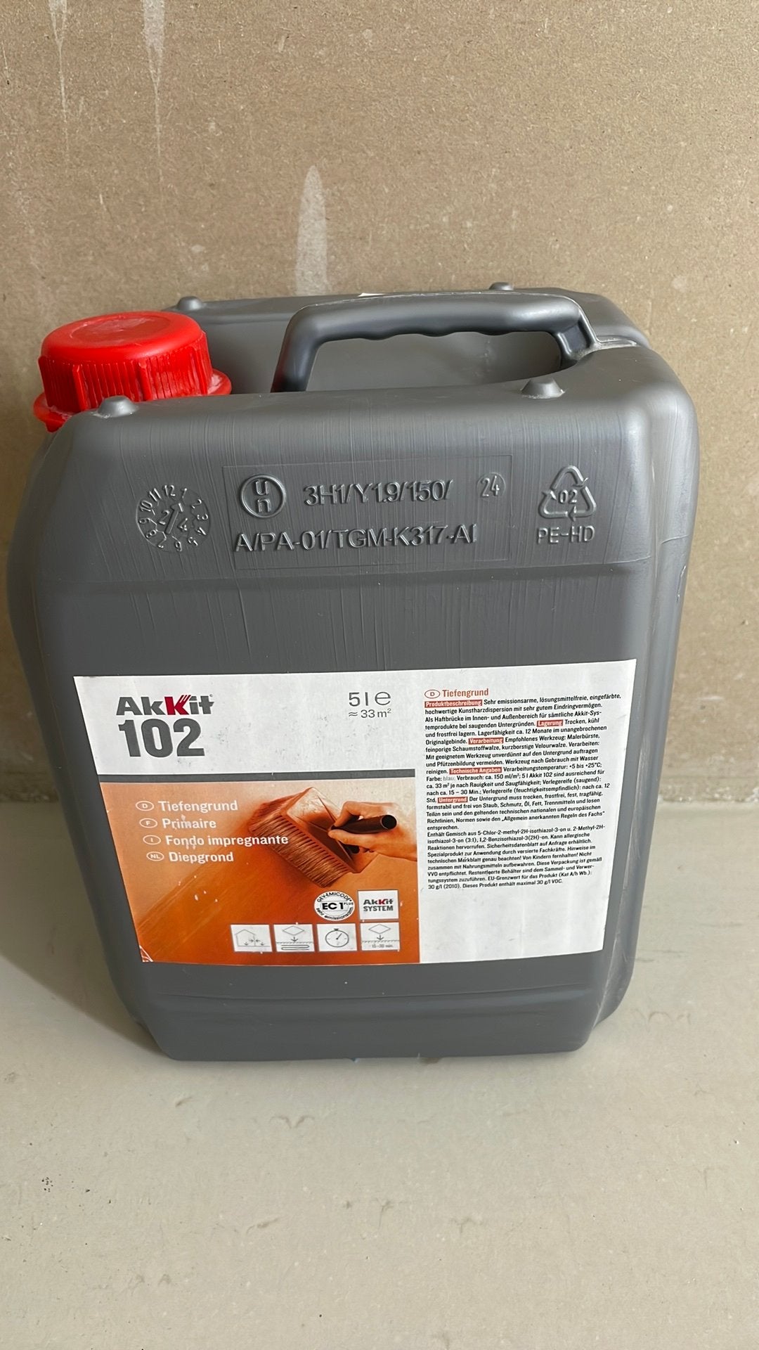 Akkit 102 voorstrijk 2 liter, Minder dan 5 liter, Ophalen, Gebruikt, Blauw