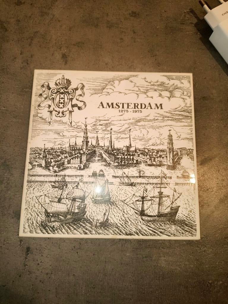 Vintage Amsterdam Tegel 1275-1975 Stadsgezicht, Ophalen of Verzenden