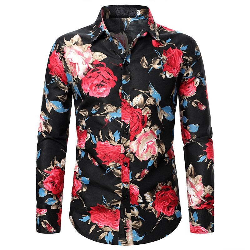 Heren zwart bloemen overhemd / heren shirt mannen, Verzenden, Nieuw, Zwart, Overige halswijdtes