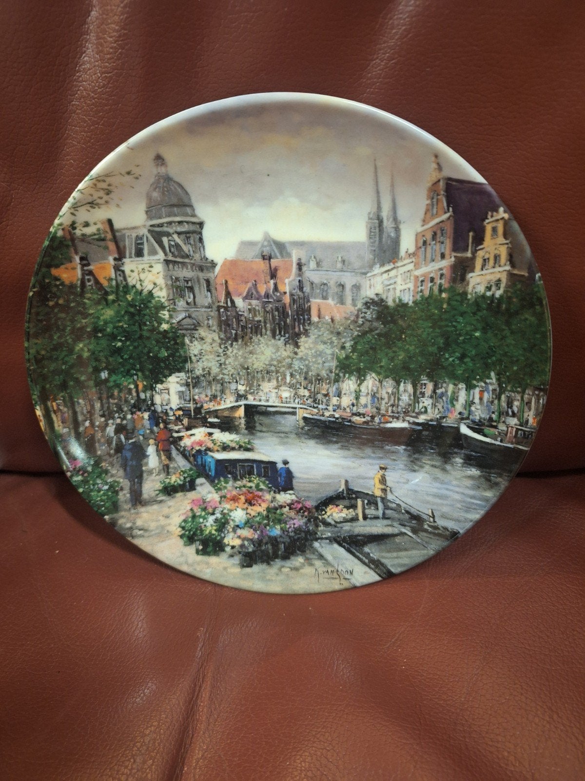 Bord 'De Amsterdamse Bloemengracht' - Royal Mosa 1990, Ophalen of Verzenden