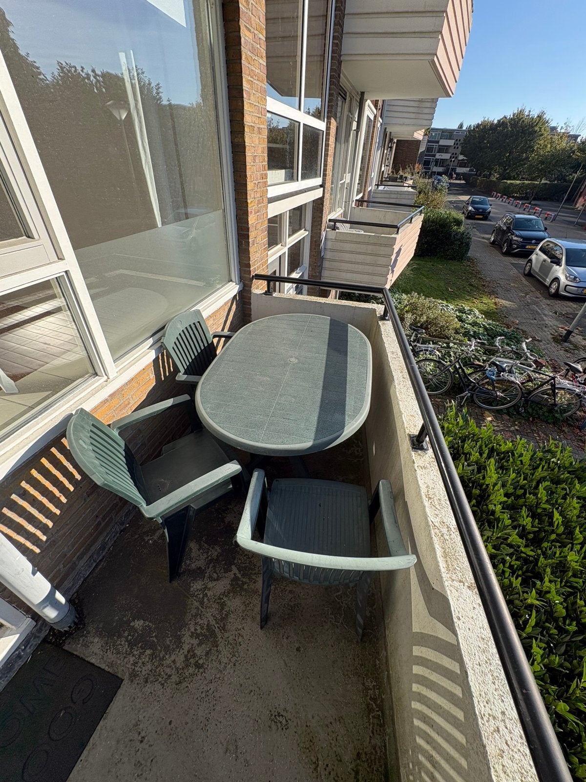 Tafel voor buiten met 3 stoelen, Tuin en Terras, Ophalen, Zo goed als nieuw, Rechthoekig