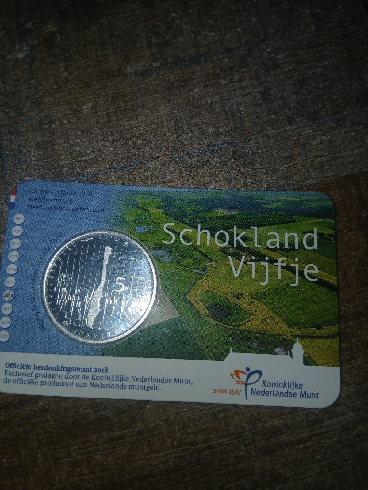 Schokland Vijfje 2018 - Officiële Herdenkingsmunt, Ophalen of Verzenden, Koningin Beatrix, 5 gulden, Losse munt