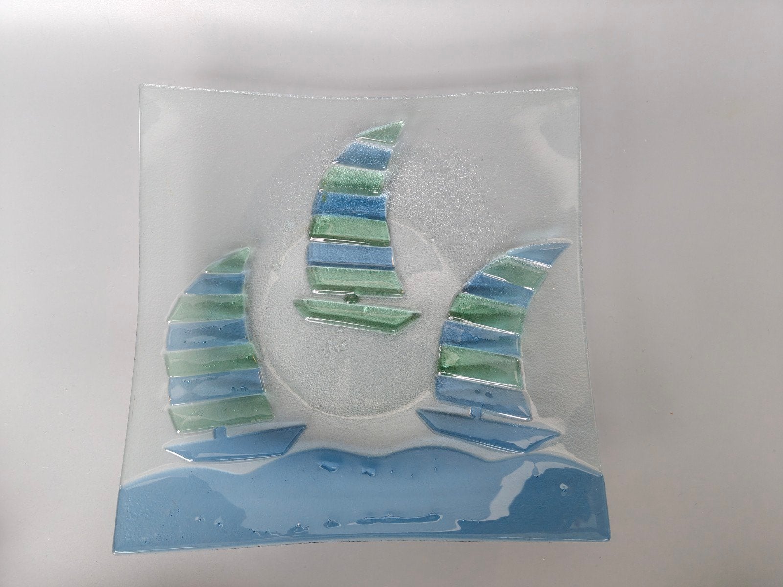 Design glas schaal boten zee zicht maritiem boot zeilboot, Verzenden