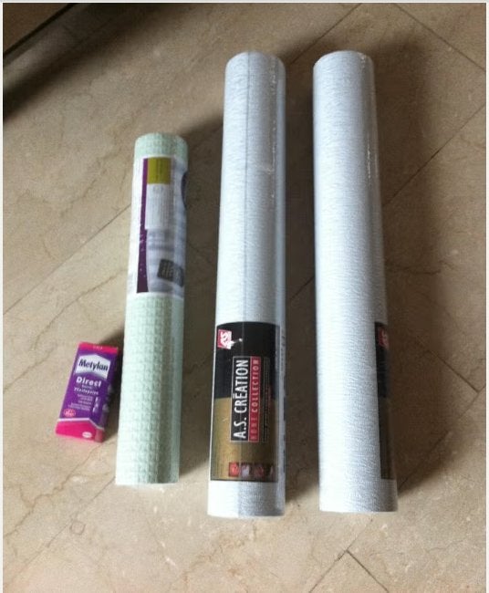 2 rollen behang 70 cm breed 1 rol 50 cm breed + 1doos lijm, Ophalen of Verzenden