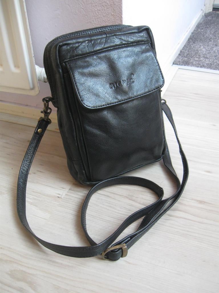 MICMAC BAGS zwart leren schoudertasje, Sieraden, Tassen en Uiterlijk, Tassen | Schoudertassen, Ophalen of Verzenden, Gebruikt