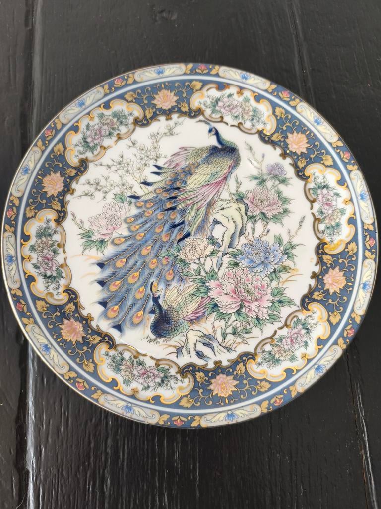 Decoratieve wandbord met pauwen en bloemen, Ophalen of Verzenden
