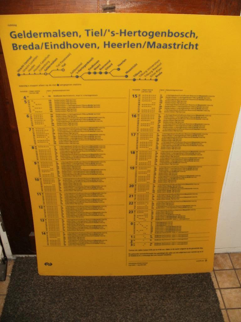 NS vertrektijden kaart naar Den Bosch, Eindhoven Maastricht, Verzamelen, Ophalen, Gebruikt, Tram, Overige typen