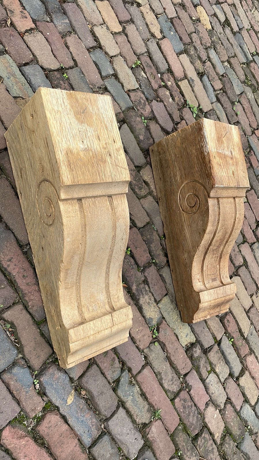 Oude antieke eiken consoles H 50 cm D19 cm B 14 cm, Ophalen of Verzenden, Zo goed als nieuw