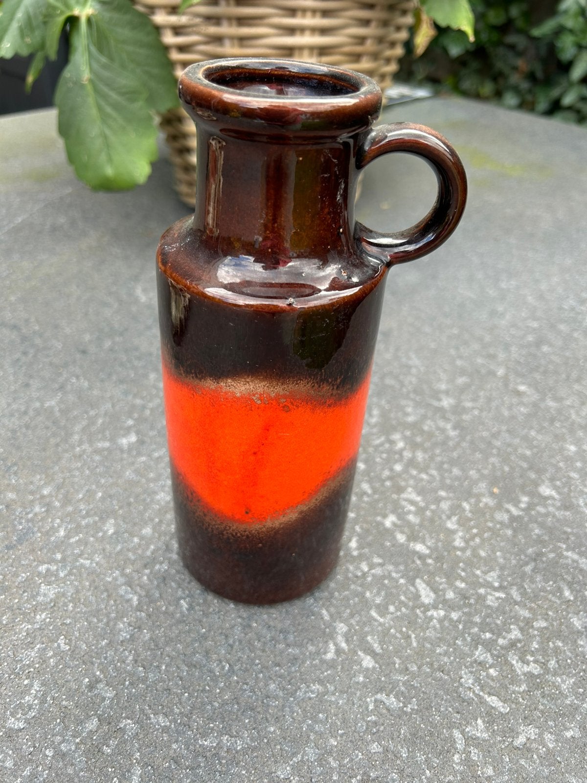 Vintage West Germany vaas 401-20 bruin oranje 21 cm gaaf, Ophalen