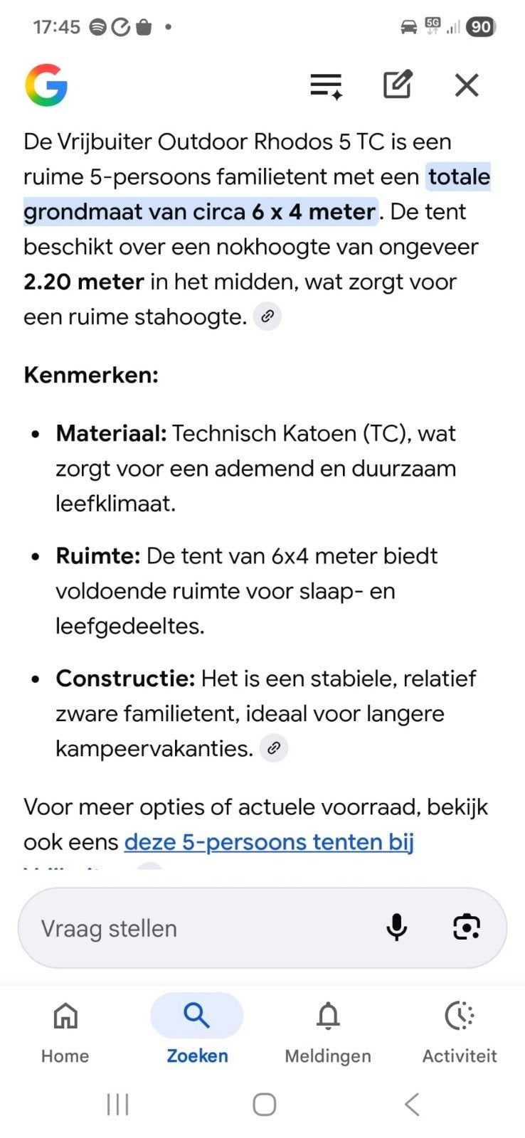 Zgan vrijbuiter 5 persoons tent rhodos 5 ts, Twee personen, Cadeaubon
