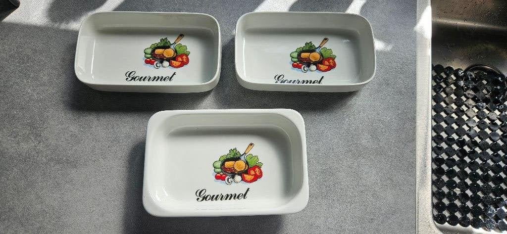Set van 3 porseleinen Gourmet schaaltjes, Huis en Inrichting, Woonaccessoires | Schalen en Manden, Porselein of Keramiek, Schaal