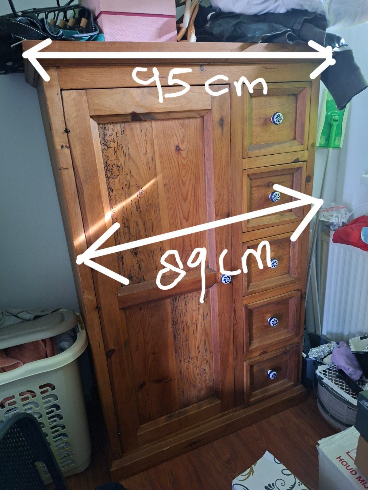 Stevige grenen kast/meidenkast, Huis en Inrichting, Kasten | Kledingkasten, Ophalen, 100 tot 150 cm, 50 tot 100 cm, Zo goed als nieuw