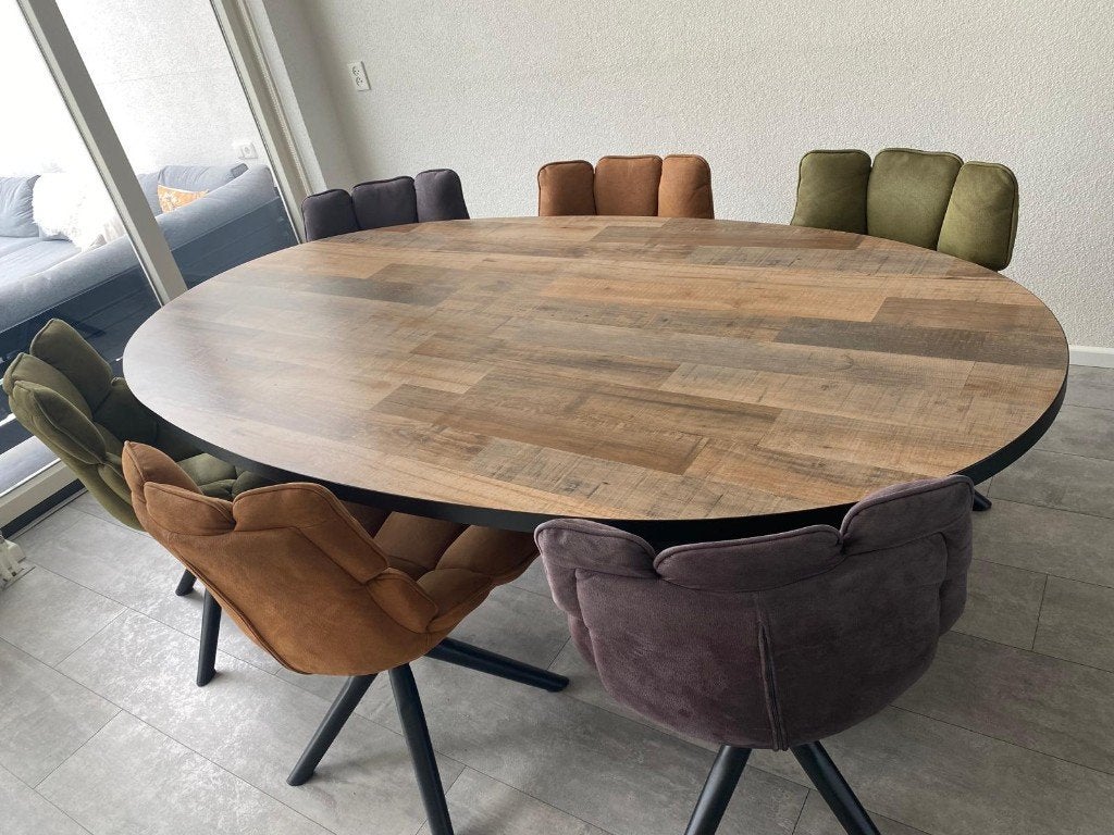Luxe eetkamerset ovale Trendhopper tafel + 6 Dakota stoelen, Ophalen, Overige kleuren, Overige materialen, Zo goed als nieuw