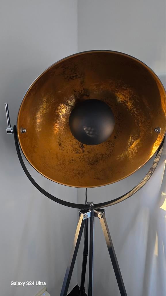 Grote Vloerlamp Studio Stijl - Zwart/Goud, Ophalen of Verzenden, Zo goed als nieuw, Industrieel, Modern, Studio, Metaal