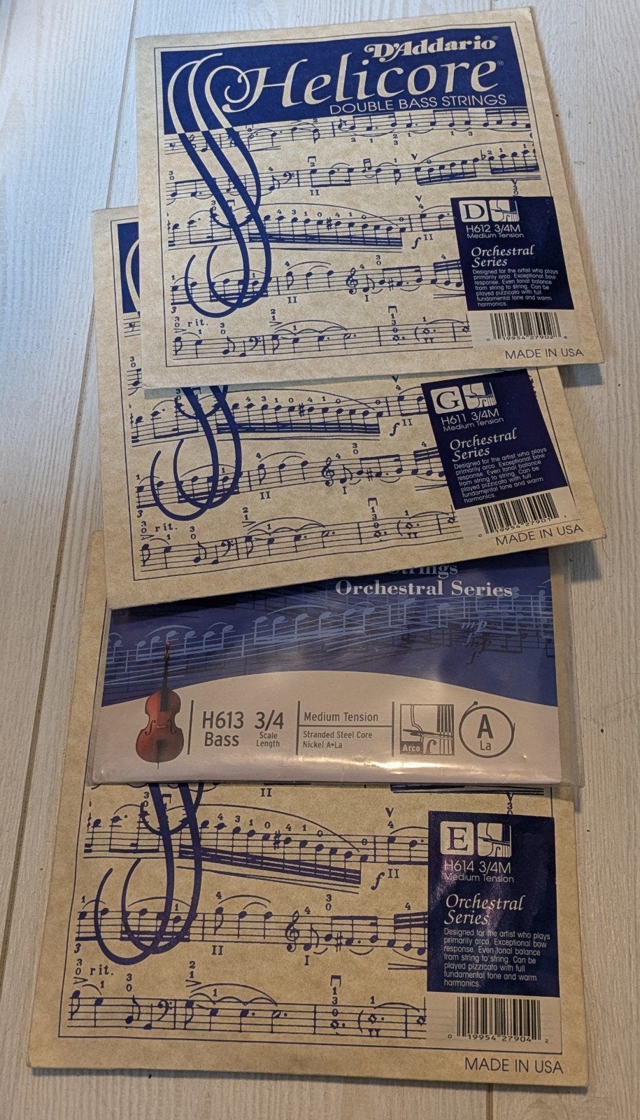 Set D'Addario Helicore Contrabas Snaren Orchestral Series, Ophalen of Verzenden, Gebruikt, 3/4-contrabas