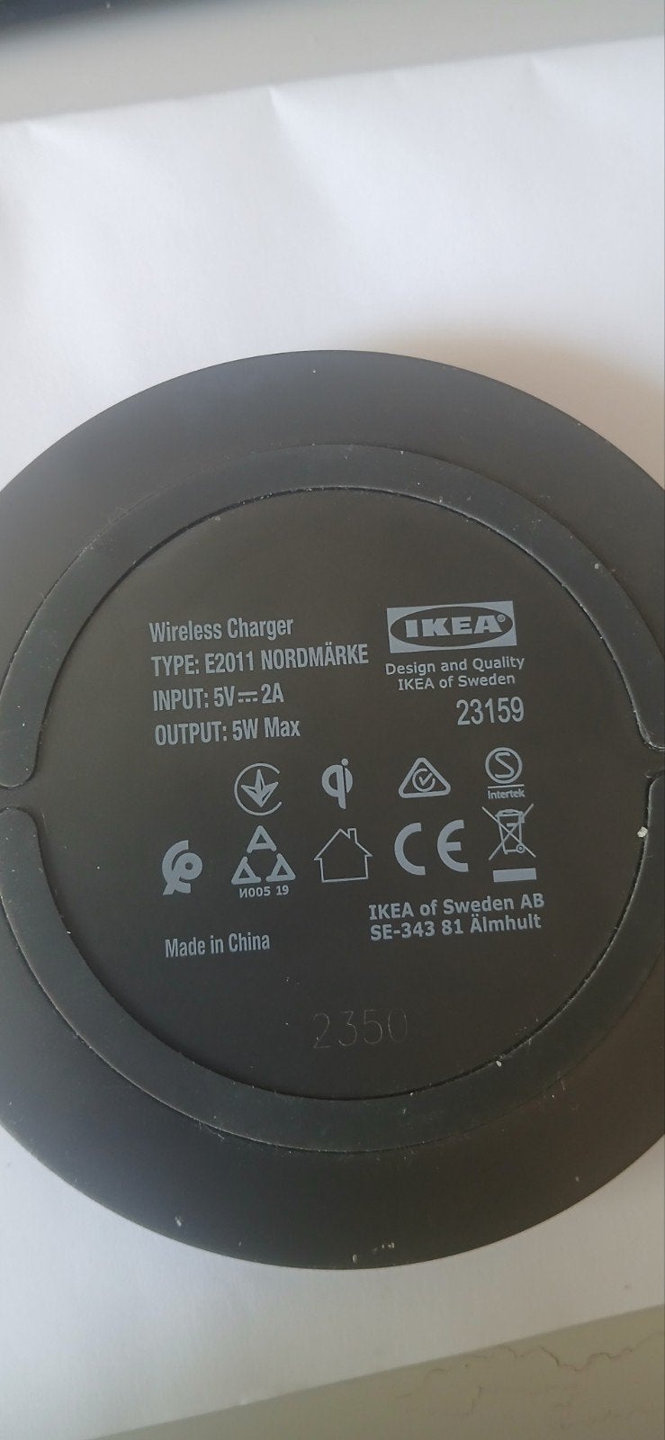 IKEA NORDMÄRKE Draadloze Oplader E2011 - 5W Max, Universeel, Gebruikt, IKEA, Draadloze oplader