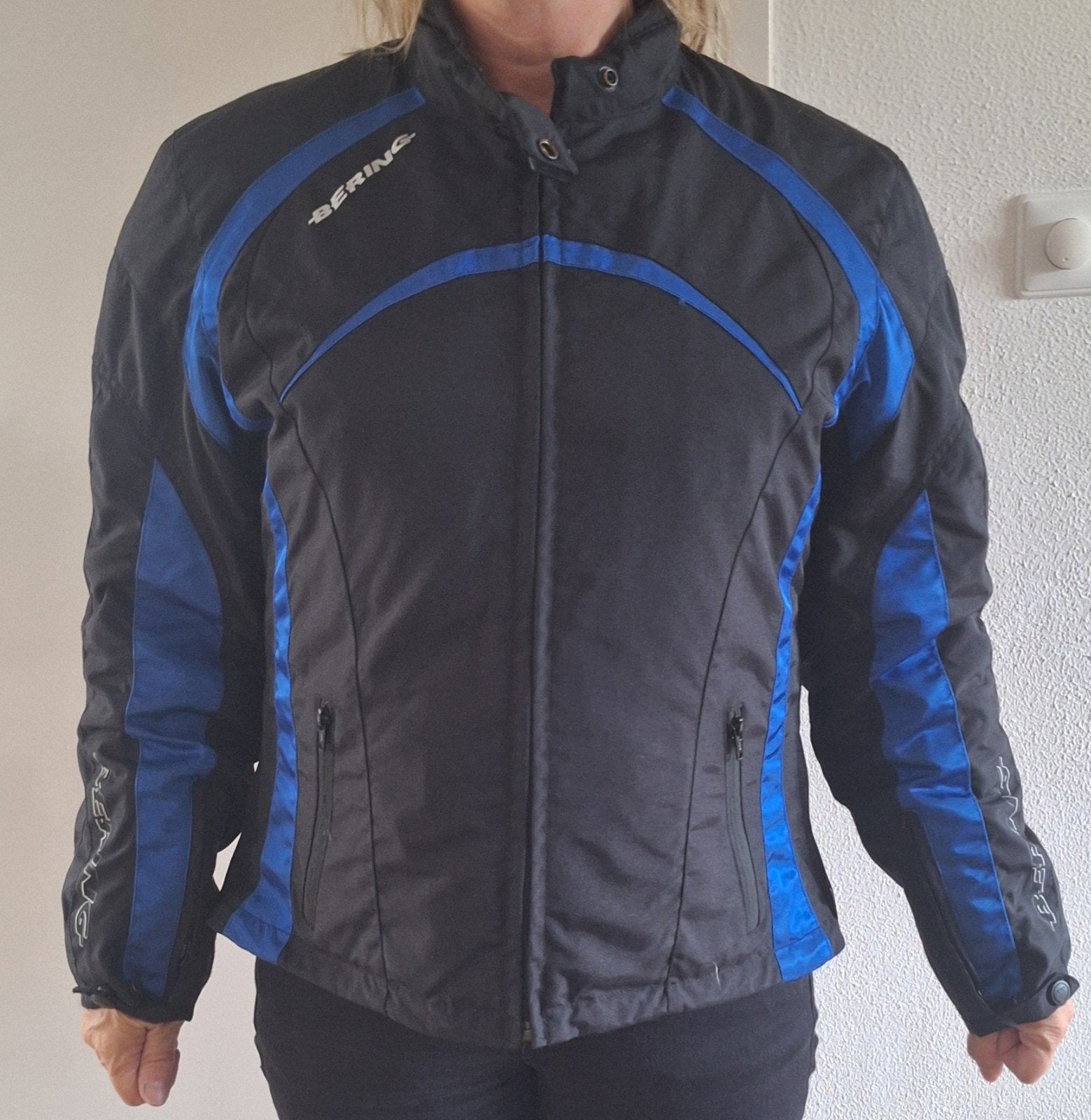 Bering Dames Motorjas L Zwart/Blauw met Uitneembare Voering, Ophalen of Verzenden, Tweedehands, Dames, Jas | textiel