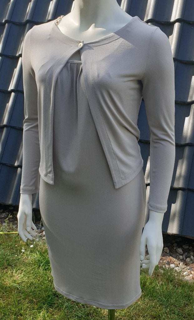 Stroke prachtige beige combi jurk vest mt M 38 40 S 36, Maat 38/40 (M), Verzenden, Beige, Zo goed als nieuw