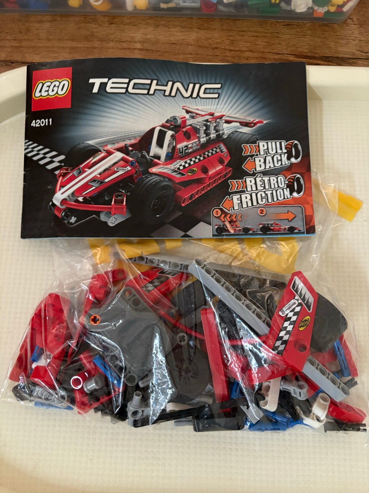 LEGO Technic 42011 Raceauto met Pull-Back Motor, Ophalen of Verzenden, Zo goed als nieuw, Overige merken