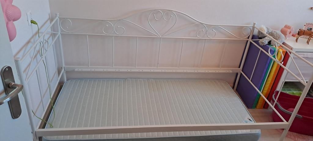 Metalen wit 1-persoons bedbank ledikant bed, Huis en Inrichting, Slaapkamer | Bedden, Ophalen, 90 cm, Eenpersoons, Wit