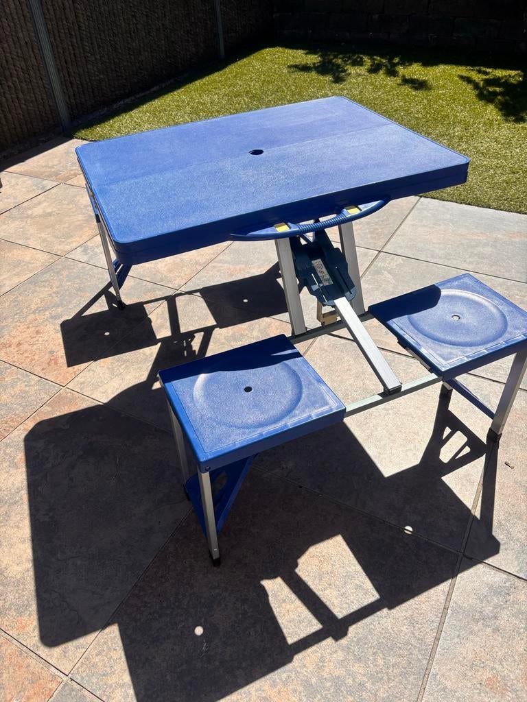 Inklapbare plastic picknicktafel voor camping/tuin, Tuin en Terras, Picknicktafels, Ophalen, Overige materialen, Gebruikt, Vierkant