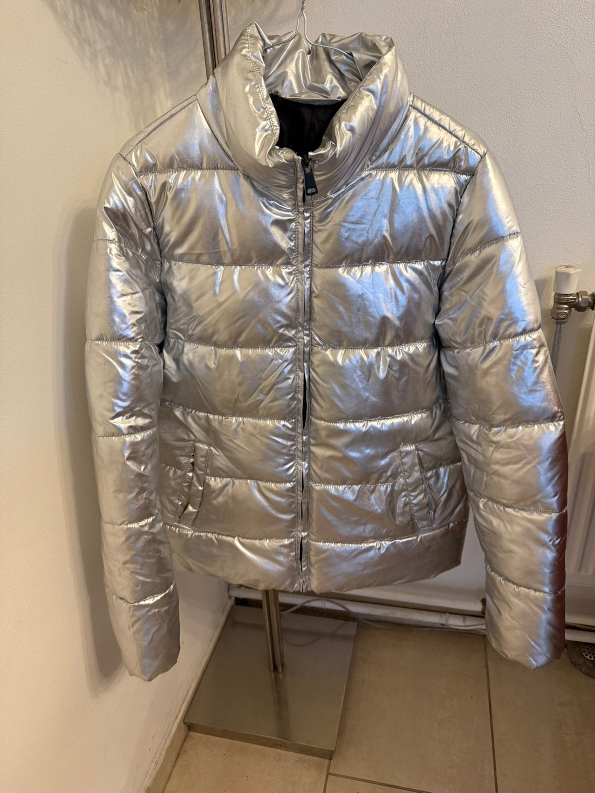Zilveren jas maat 38, Kleding | Dames, Ophalen of Verzenden, Zo goed als nieuw, Maat 38/40 (M)