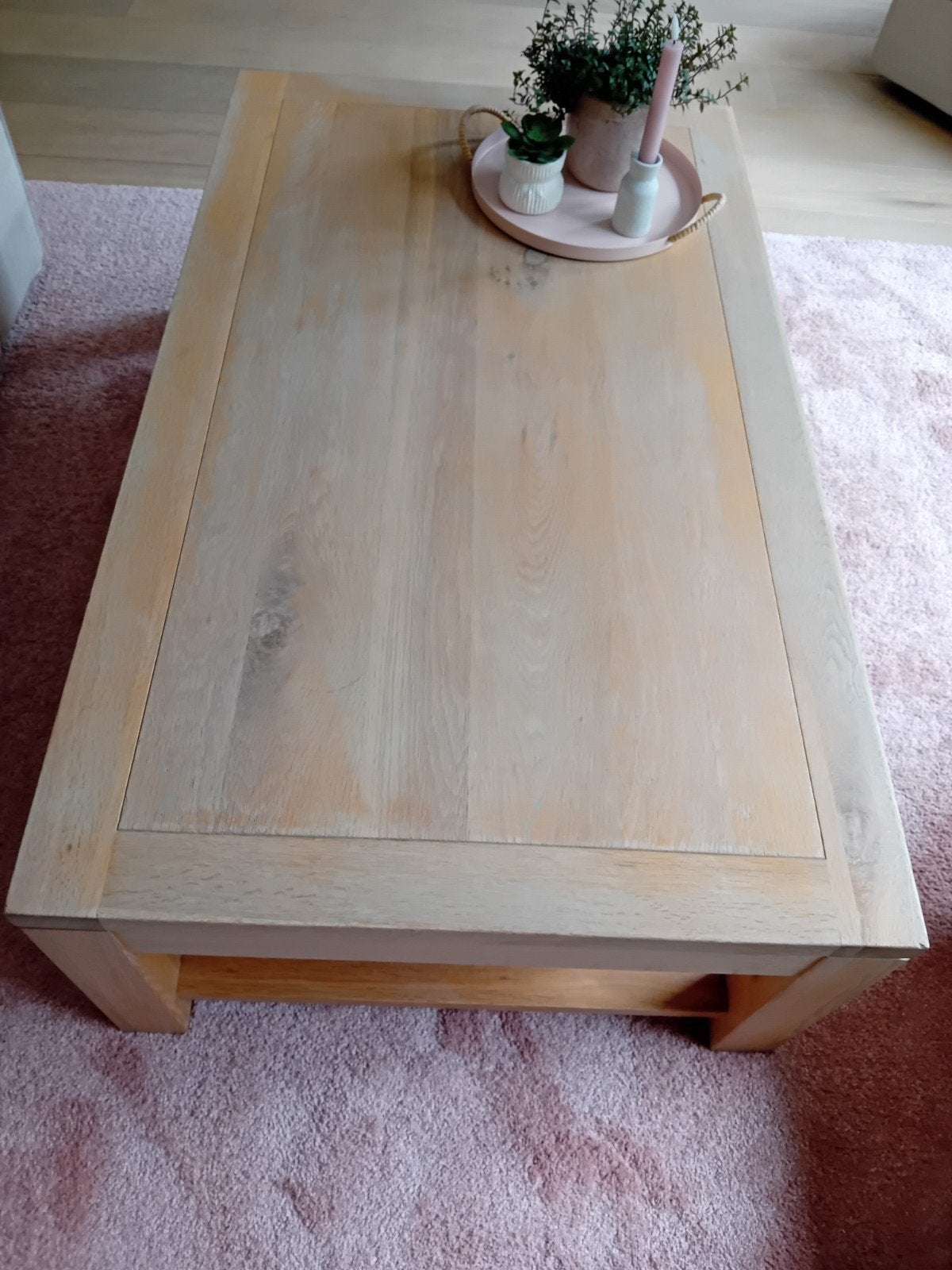 Lichte massief eiken salontafel 120x70x39 cm, Ophalen, Gebruikt, 100 tot 150 cm, Eikenhout