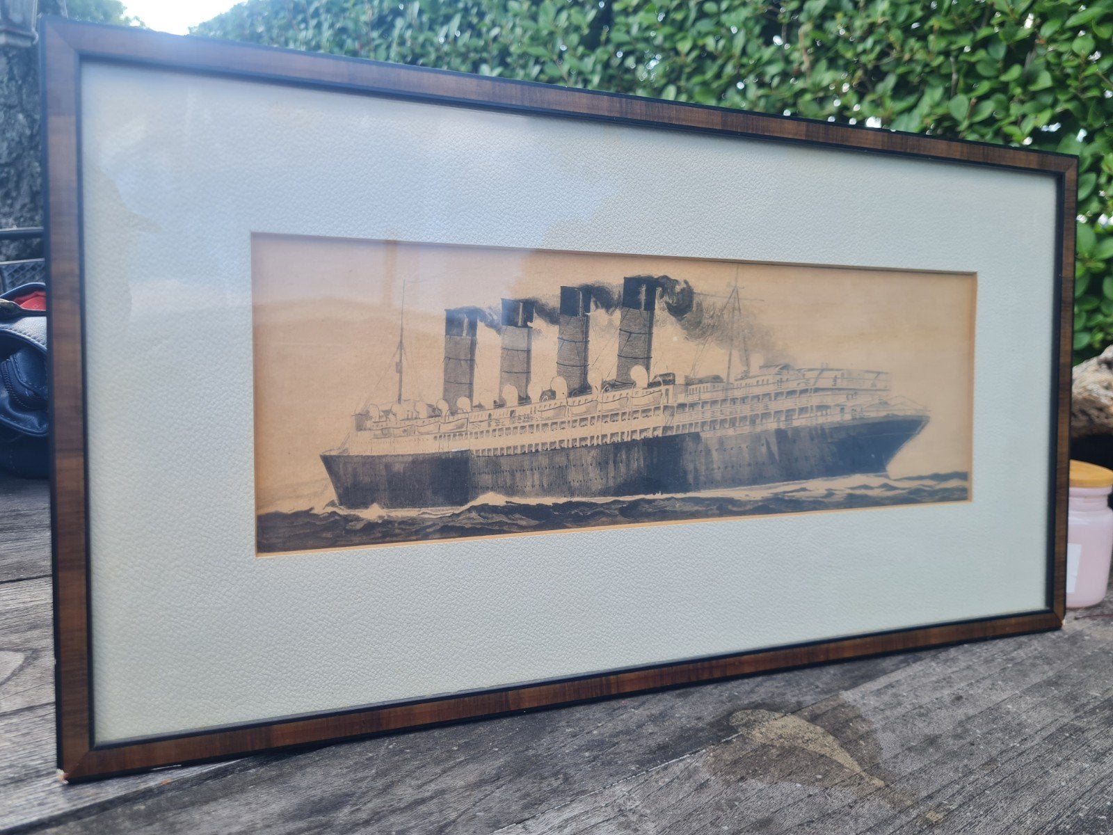 Originele pentekening Cunard-liner MAURETANIA, 1921, Antiek en Kunst, Kunst | Tekeningen en Foto's, Ophalen of Verzenden, Tekening