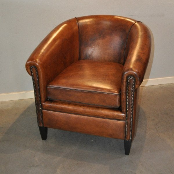 Nieuwe schapenleren clubfauteuil, Ophalen of Verzenden, Nieuw, 75 tot 100 cm, Leer
