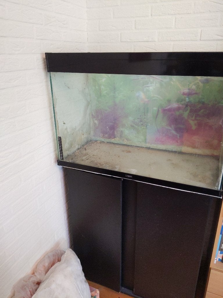 vissenbak 150l met kast zwart CIANO 80x40x50, Ophalen, Gebruikt, Leeg aquarium