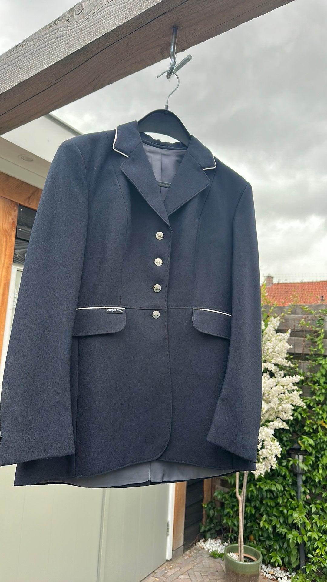 Wedstrijdjasje donkerblauw, Dieren en Toebehoren, Paardrijkleding, Ophalen of Verzenden, Zo goed als nieuw, Dressuur, Bovenkleding