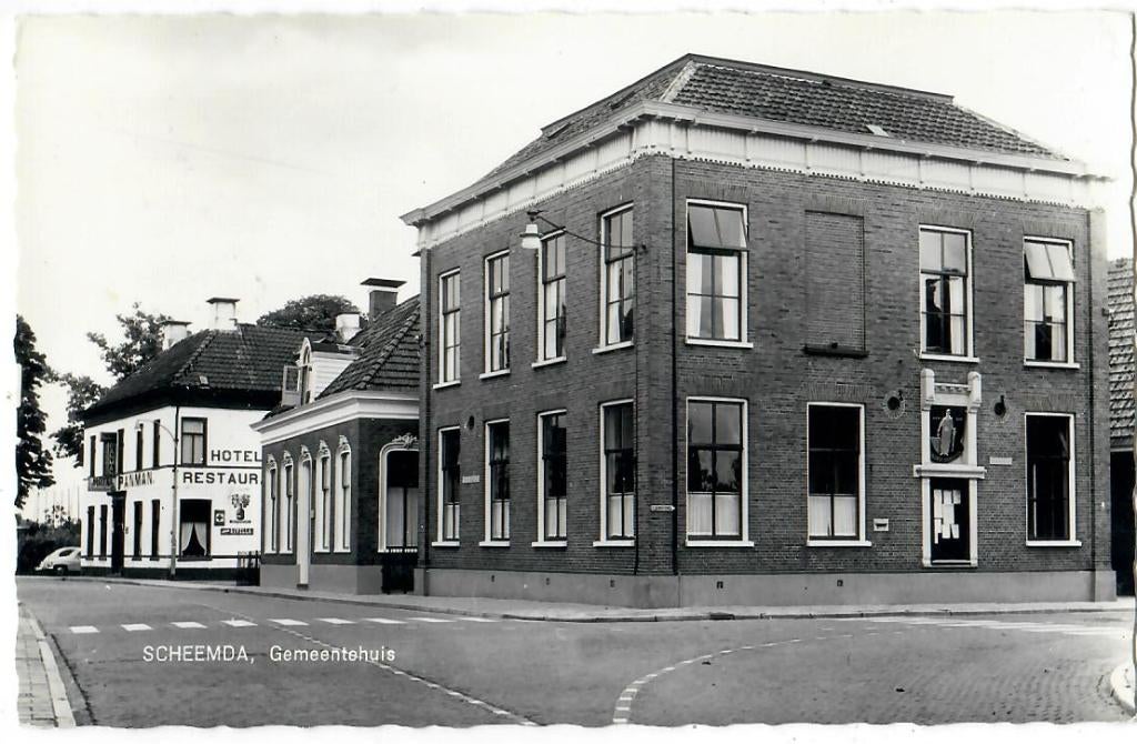 Scheemda - Gemeentehuis, Verzenden, 1940 tot 1960, Ongelopen, Groningen