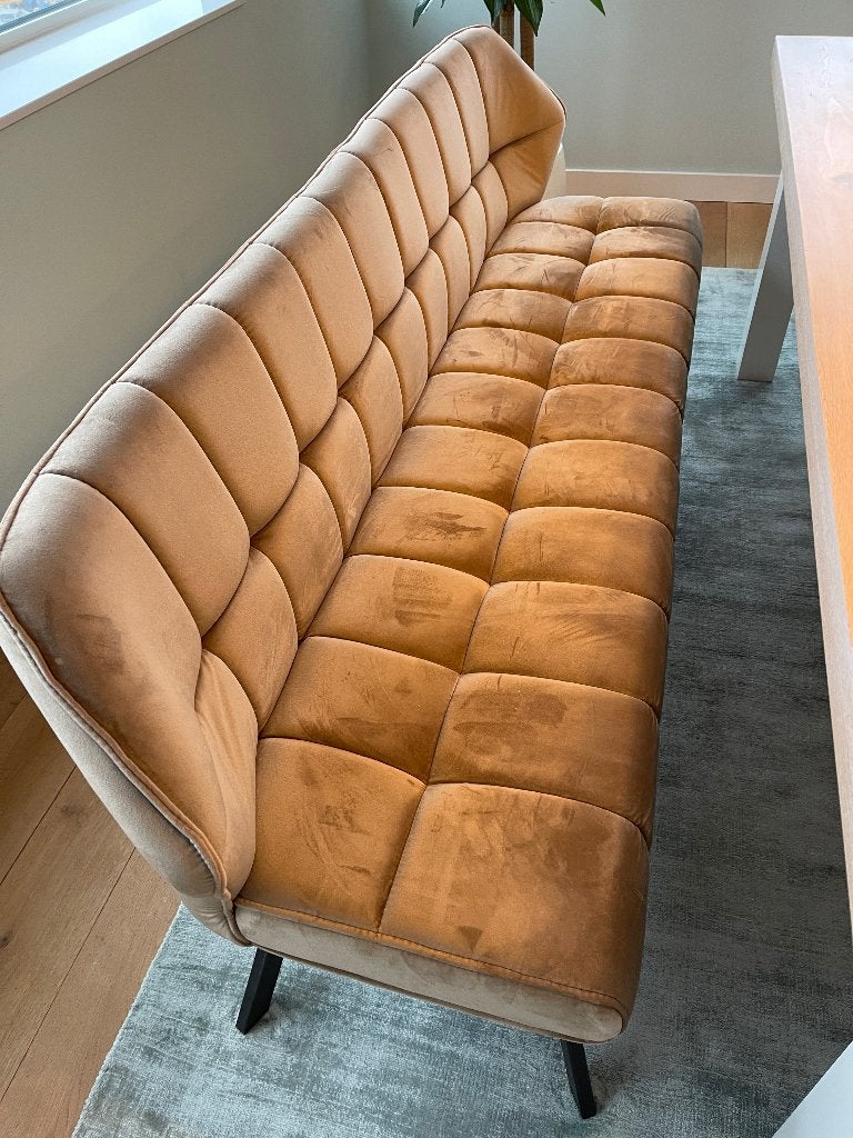 bank voor 3 personen nieuw bruin/beige, Ophalen, Minder dan 75 cm, 150 tot 200 cm, Rechte bank