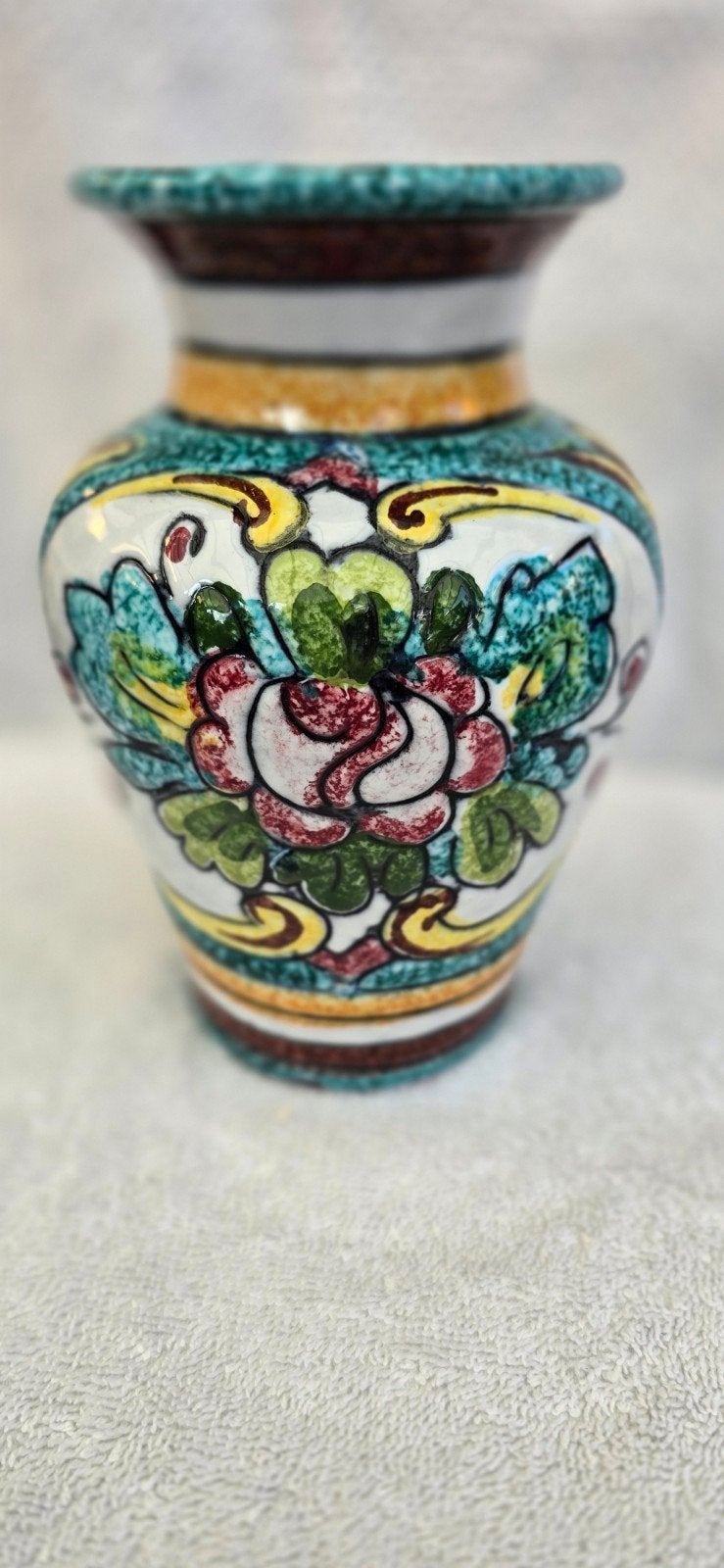 Vintage Italiaanse Majolica Vaas van Deruta, Handgeschilderd, Ophalen of Verzenden