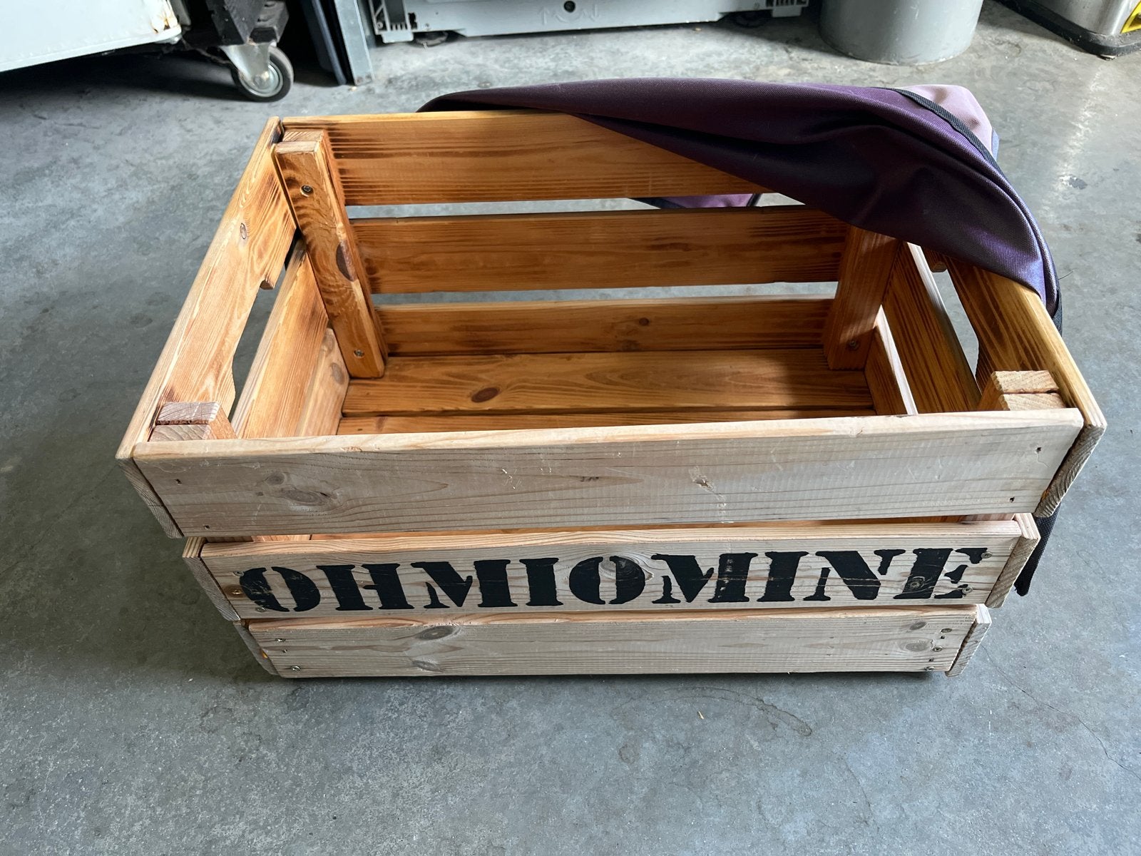 Houten Fietskrat met OHMIOMINE Opdruk, Ophalen of Verzenden, Gebruikt, Overige typen, Minder dan 20 kg