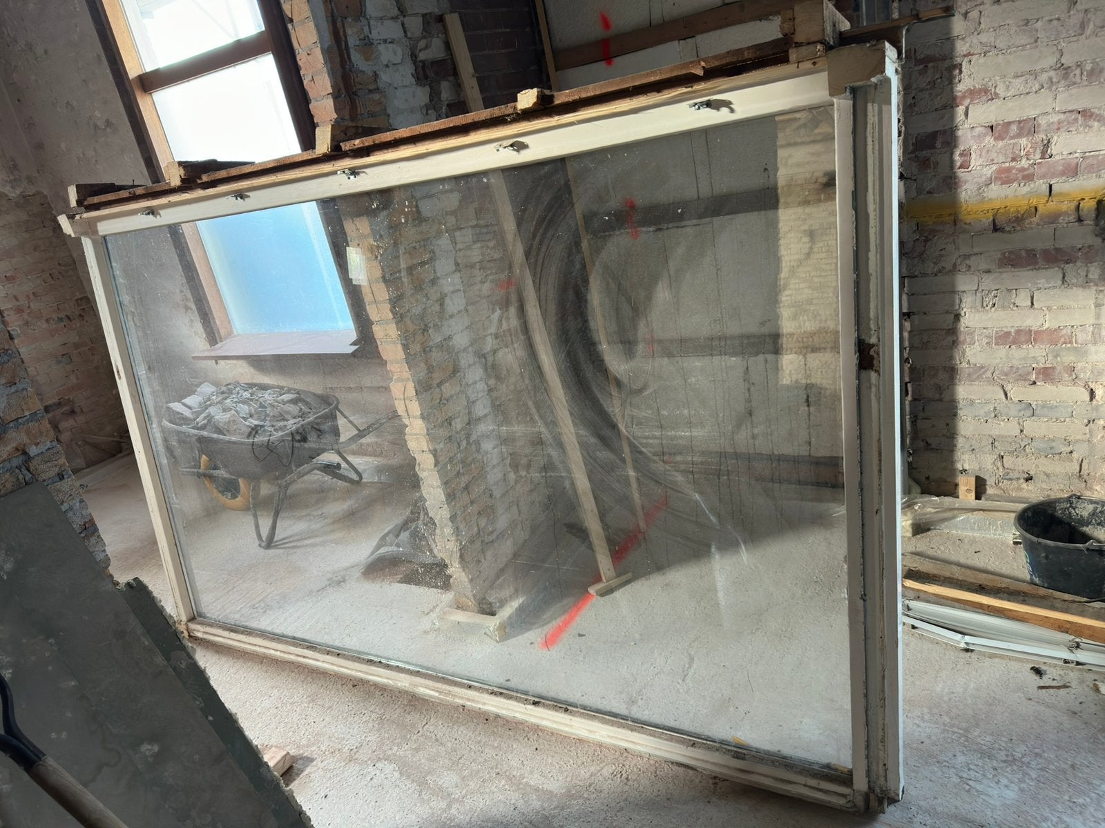 Groot raam dubbel glas uit een erker., Ophalen, 160 cm of meer, Zo goed als nieuw, Glasplaat