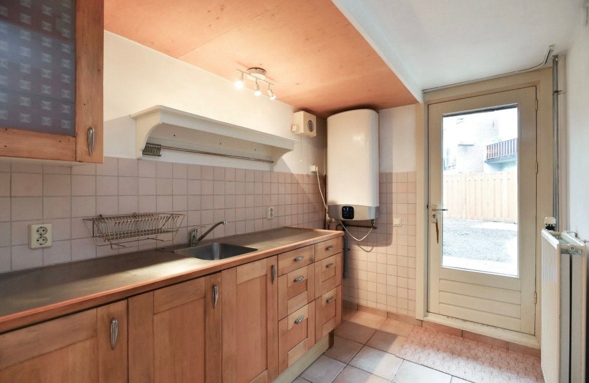 Vintage keukenblok 200cm, Ophalen, Gebruikt, Bruin, Enkelwandige keuken