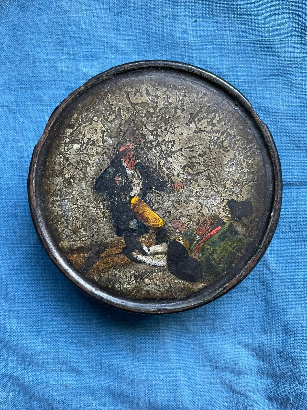 Antieke Franse snuifdoos papier-maché, Ophalen of Verzenden