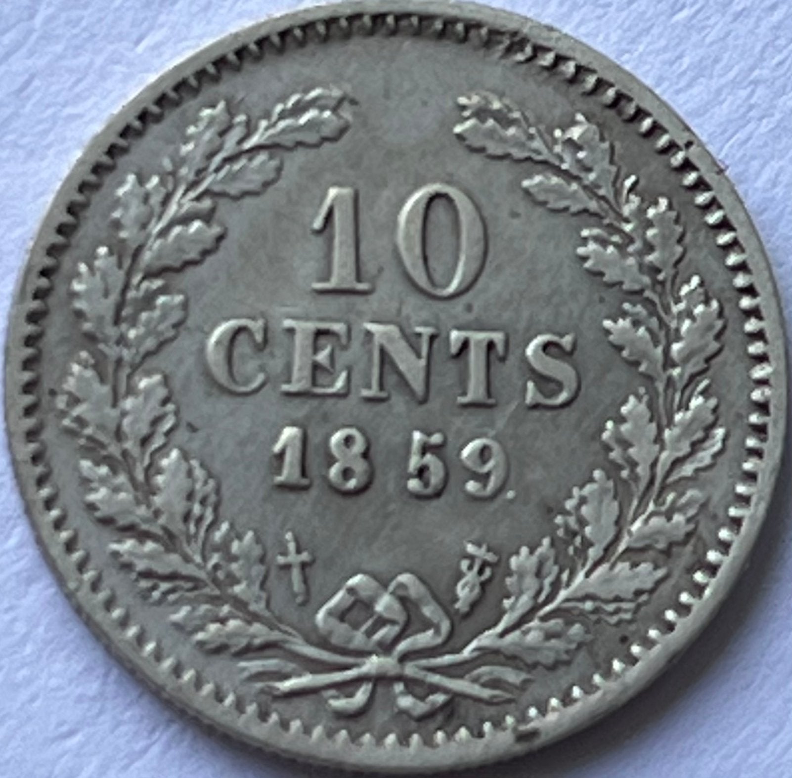 Zilveren dubbeltje 1859, Postzegels en Munten, Munten | Nederland, Koning Willem III, Zilver, Ophalen of Verzenden, 10 cent
