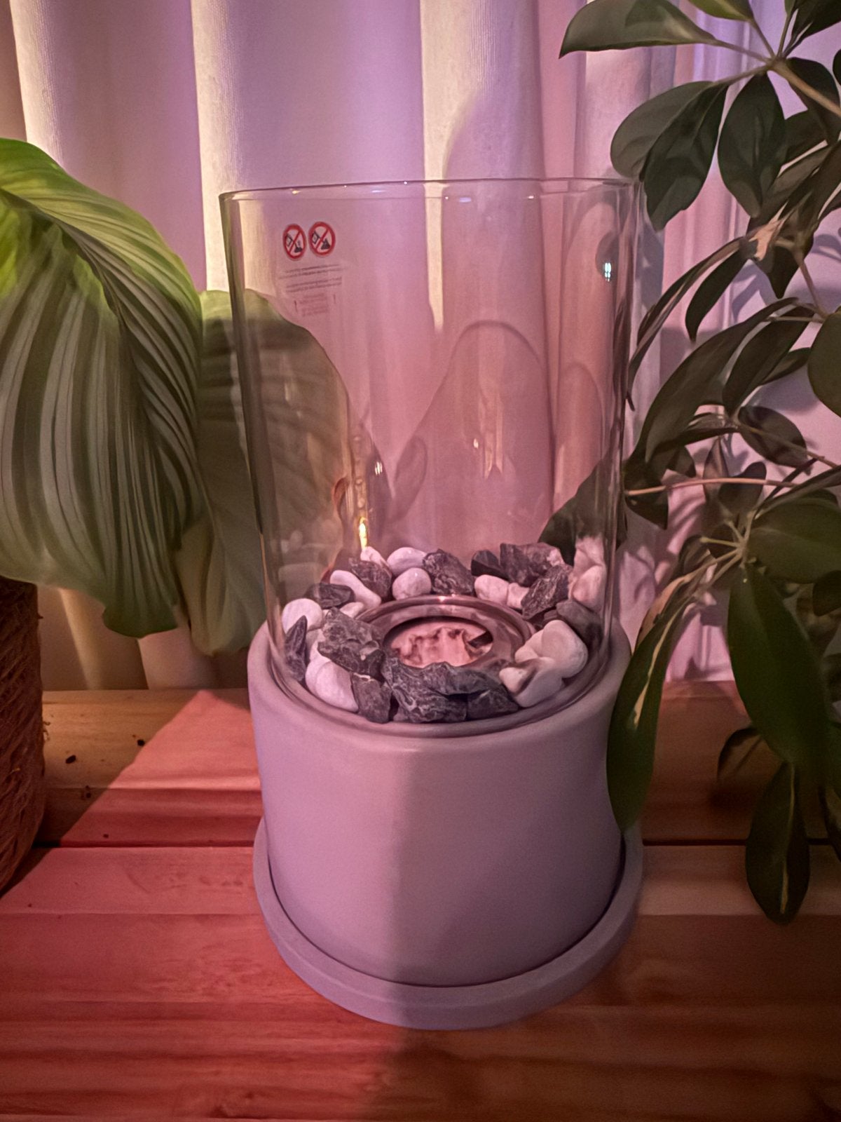 Sfeervolle Bio-Ethanol Sfeerhaard met Glas en Sierstenen, Ophalen, Zo goed als nieuw, Modern, Glas