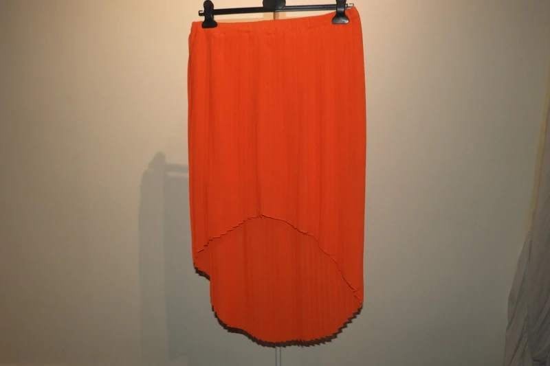 Michael Kors oranje rok plisse look achter lang kort voorS/M, Michael Kors, Verzenden, Nieuw, Oranje