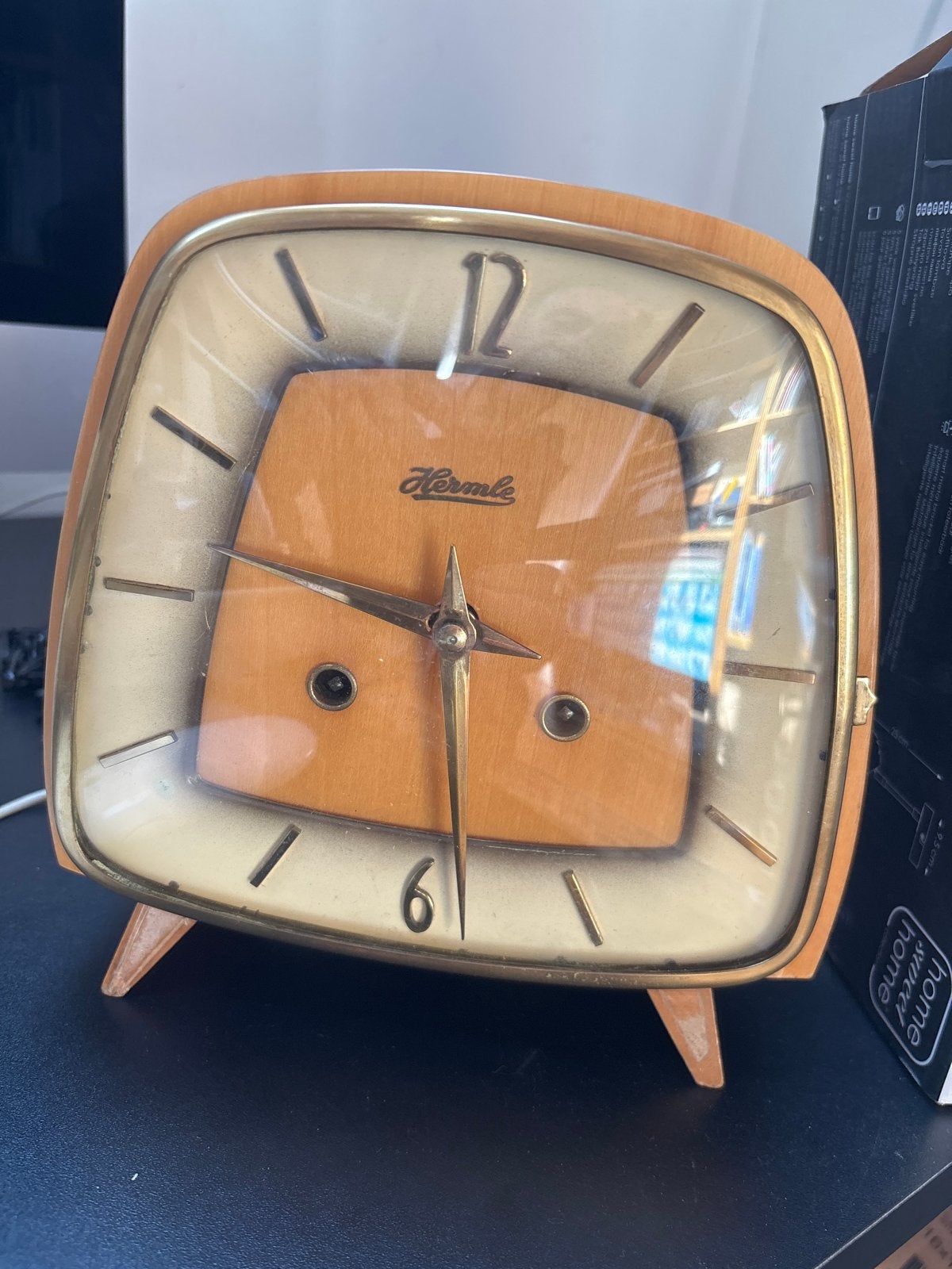 Vintage Hermle tafelklok met sleutel - Helemaal gaaf!, Ophalen of Verzenden